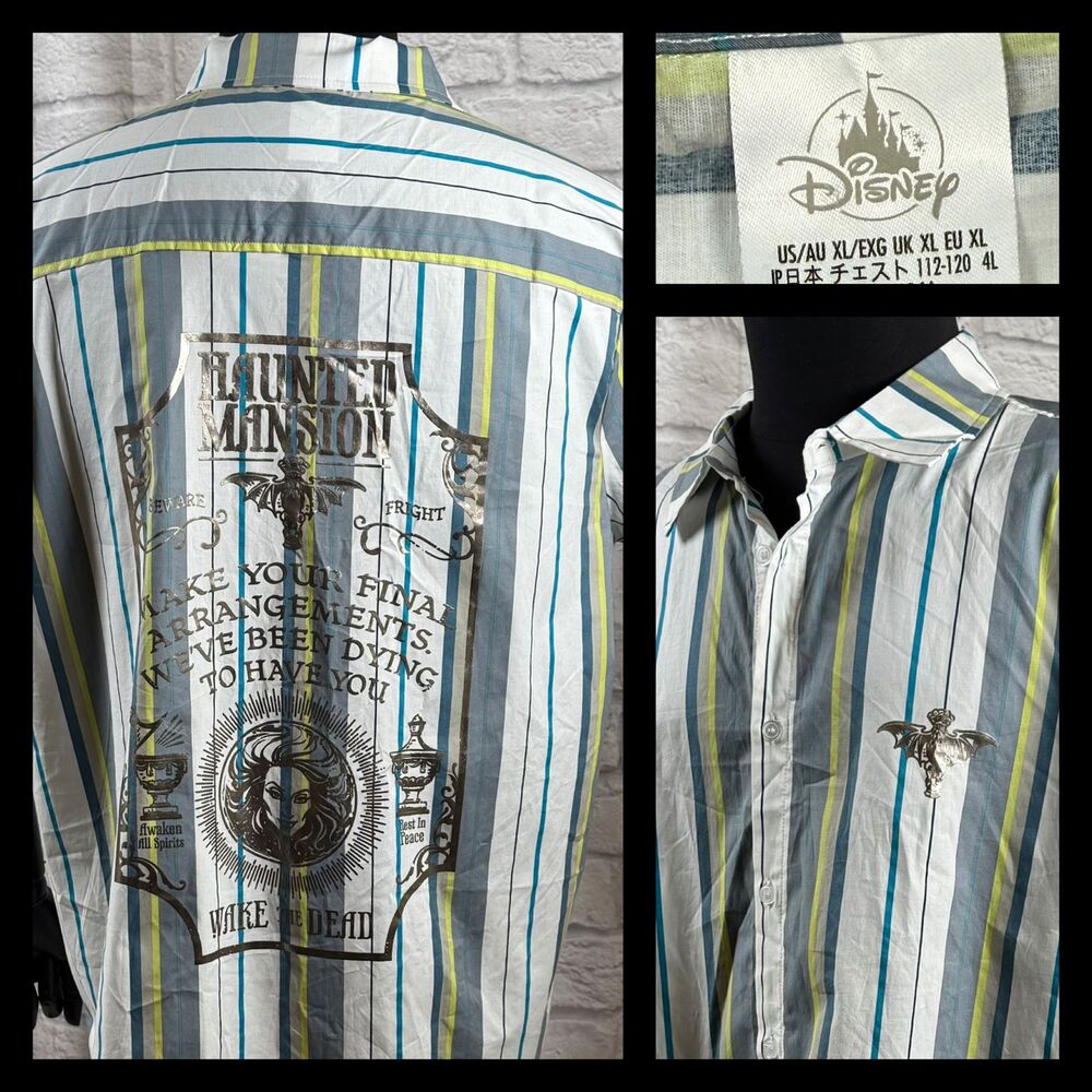 Disney Haunted Mansion Madam Leota Men's XL Button-Up Camp Shirt Wake The Dead